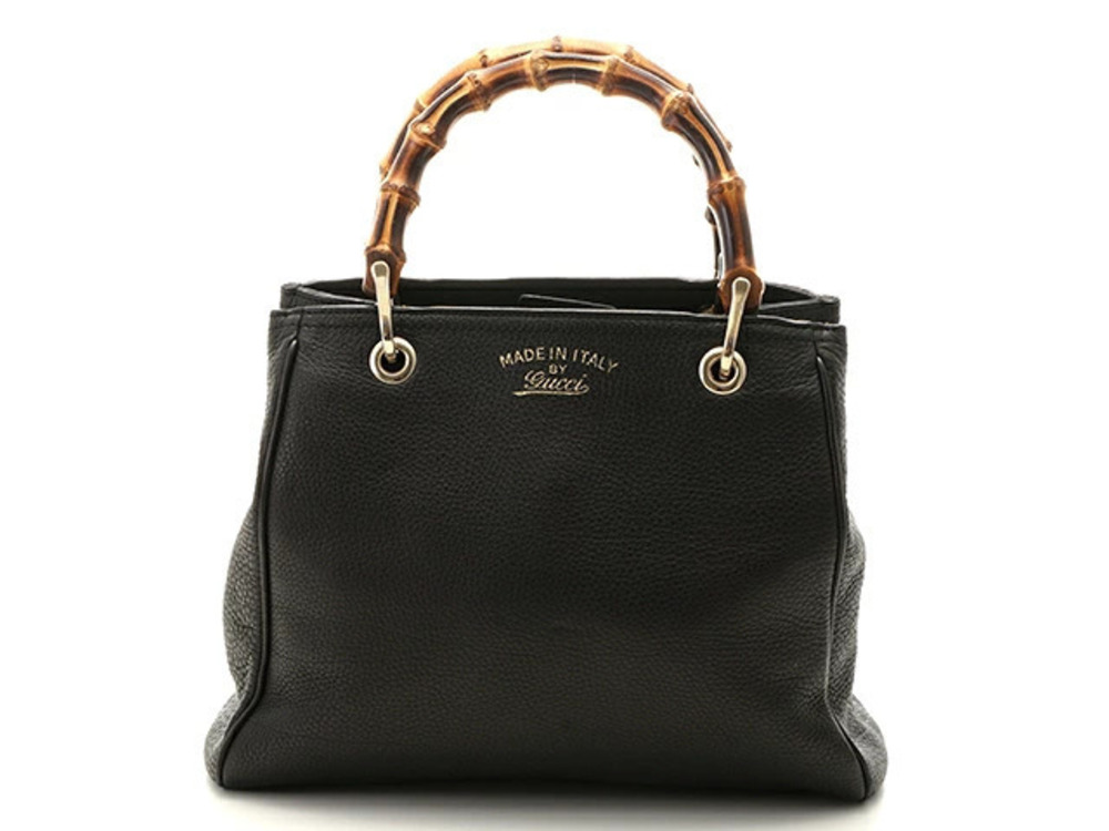 Gucci shoulder bag bamboo shopper black calfskin